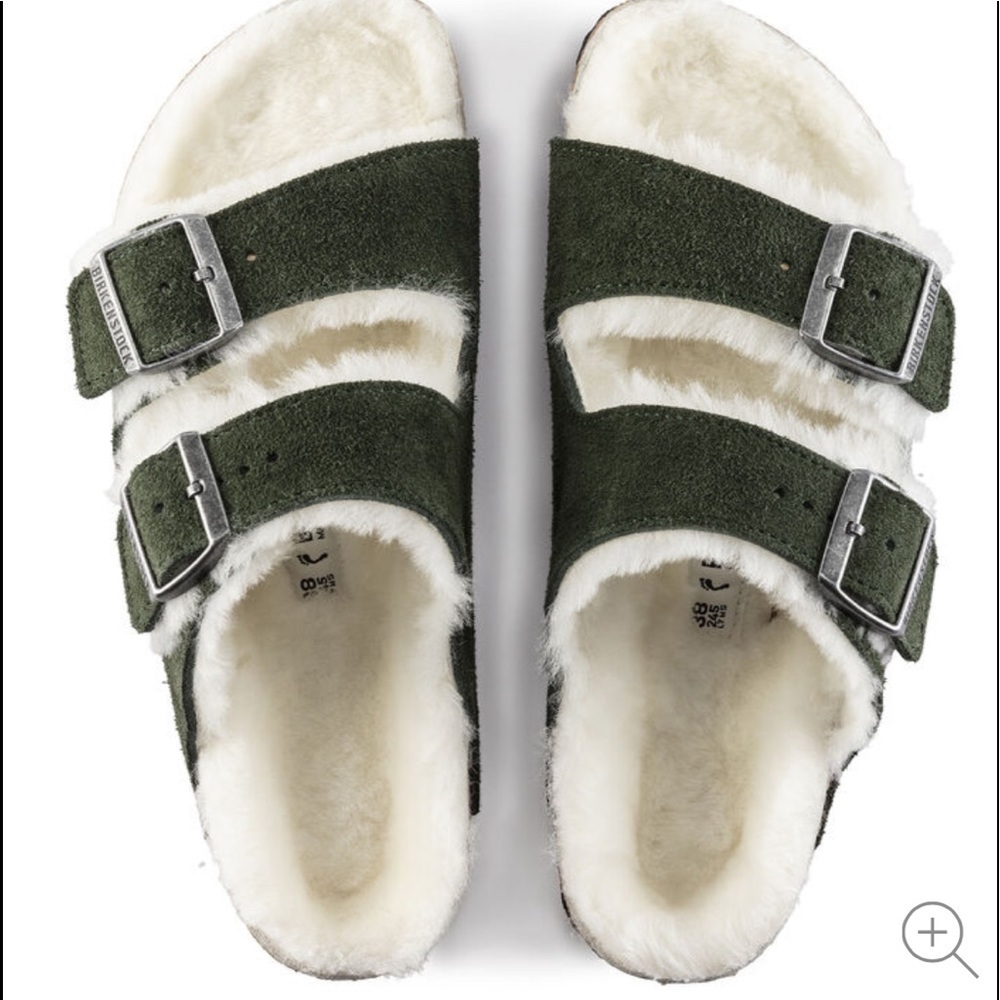 NWT Birkenstock Arizona Shearling Suede Leather Mountain View Green 8, 9, 10 - Picture 6 of 17